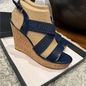 Tommy Hilfiger Sandals Kezno Navy Wedges - NEW IN BOX
